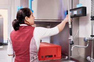 Care worker using Meiko